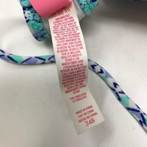 Victorias Secret The Fabulous Padded Swimsuit Bikini Top Sz 34B Paisley Print - Picture 5 of 5